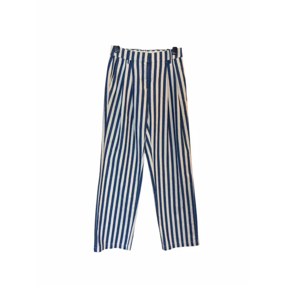 J.Crew Wide-Leg Essential Pant in Sailor Stripe | Navy White | Size 00 | NWT - Picture 2 of 10